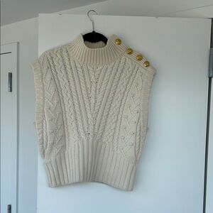 Veronica Beard Hilton Knit Sweater Vest Off-White Large